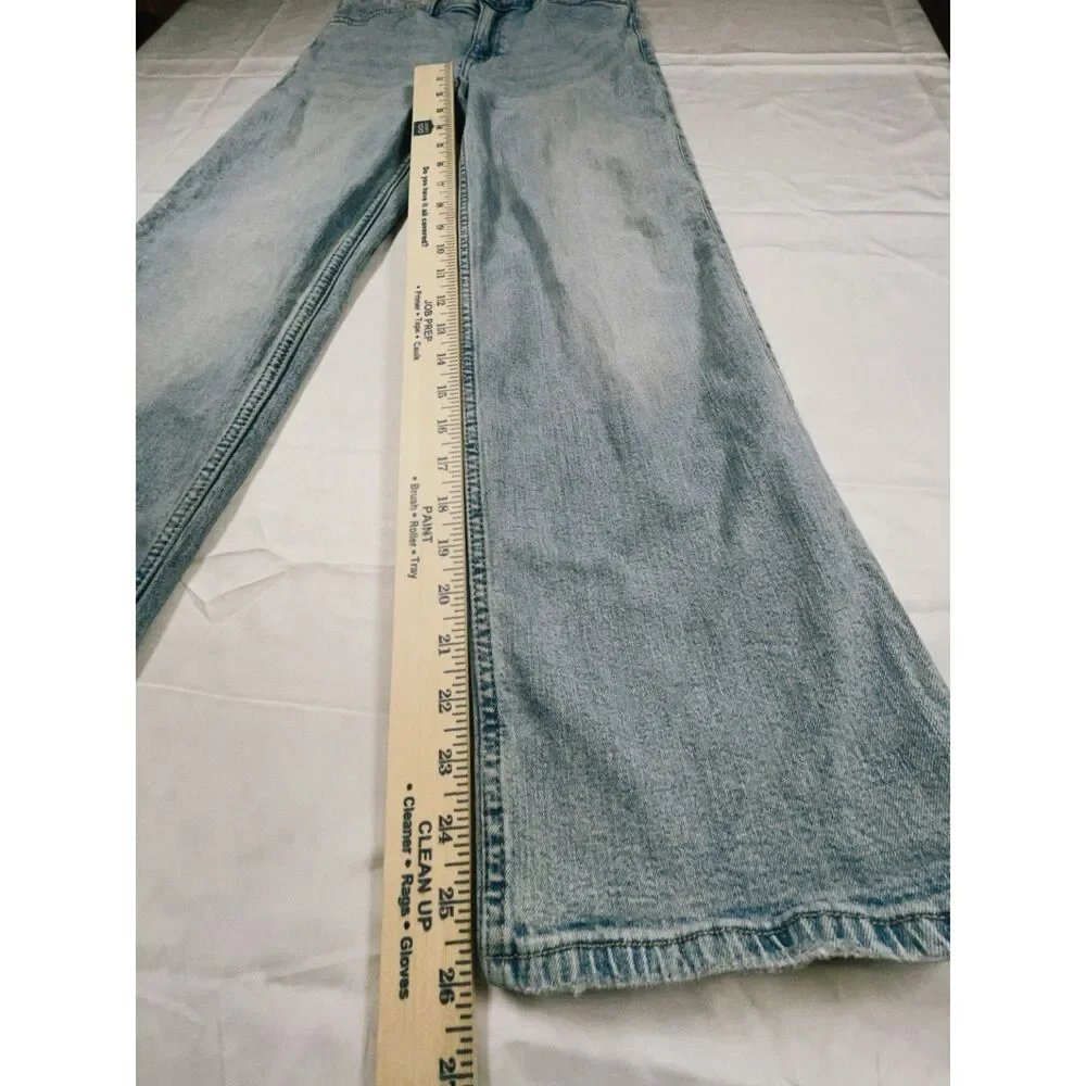 Abercrombie Kids High Rise Wide Leg Jeans Girls Size 13/14 Regular Light Wash
